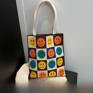 NIP Knit Smiley Faces Tote Bag